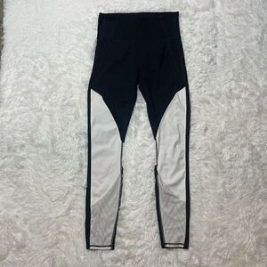 Athleta Precision Leggings High Rise Black White Mesh Compression Sz Small Tall